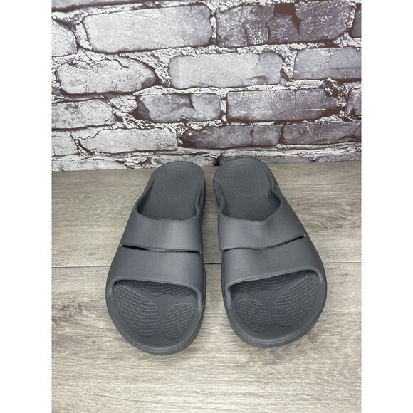 OOFOS 1100 OOahh Slate Grey Rubber Slides Recovery Sandals Women Sz 42EU/11M US - Picture 2 of 15